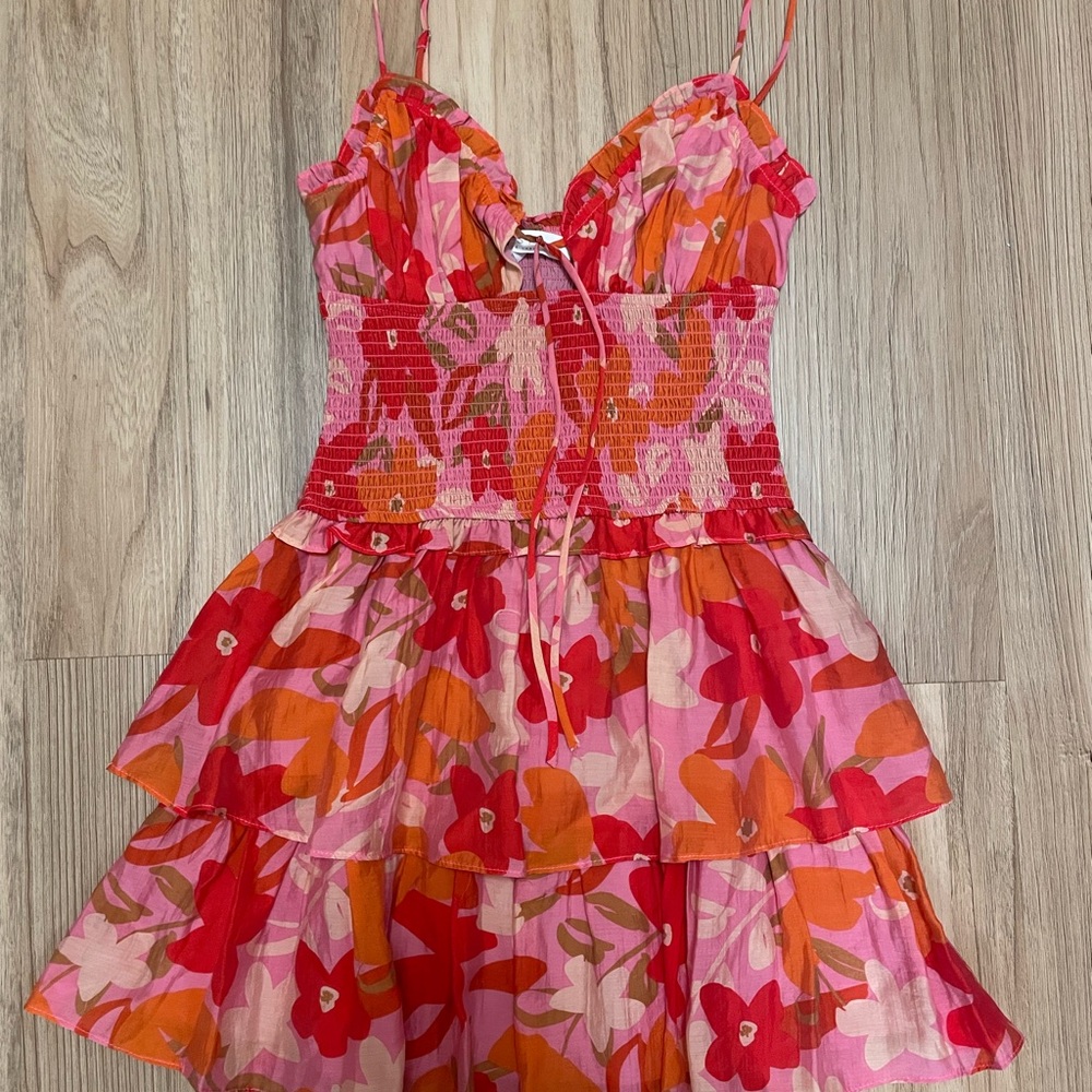 ASTR the Label Blossom Floral Tiered Ruffle Smocked Mini Dress